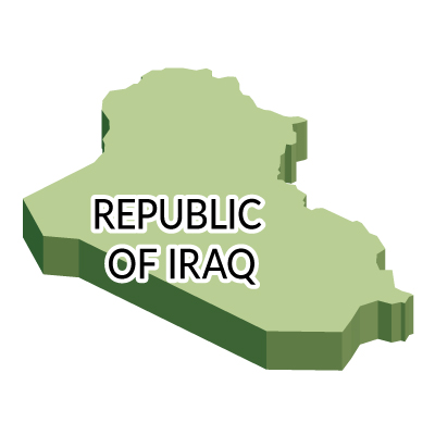 イラク共和国無料フリーイラスト｜英語・立体(緑)
